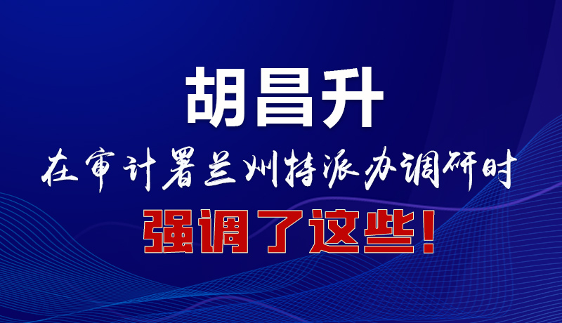 圖解|胡昌升在審計署蘭州特派辦調(diào)研時強(qiáng)調(diào)了這些！