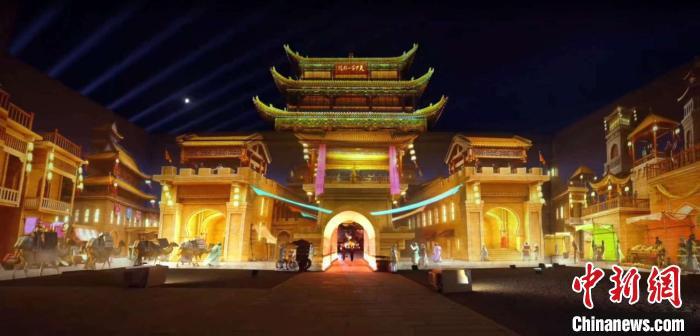 2024年7月15日，甘肅嘉峪關開啟“夜游”模式。圖為夜游燈光劇《天下嘉峪關》光影效果。(甘肅嘉峪關關城景區(qū)供圖)