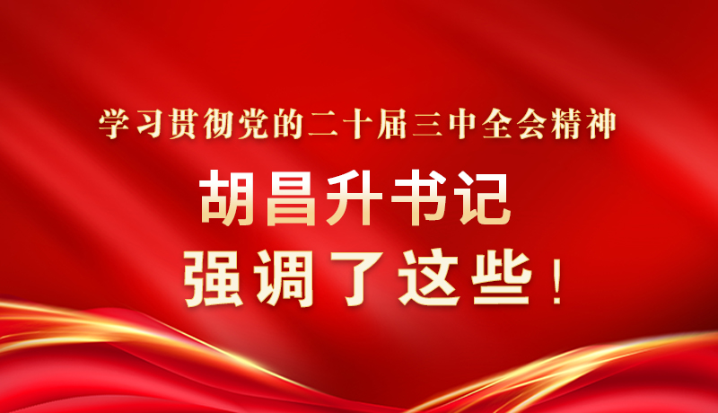 圖解|學(xué)習(xí)貫徹黨的二十屆三中全會精神 胡昌升書記強(qiáng)調(diào)了這些！